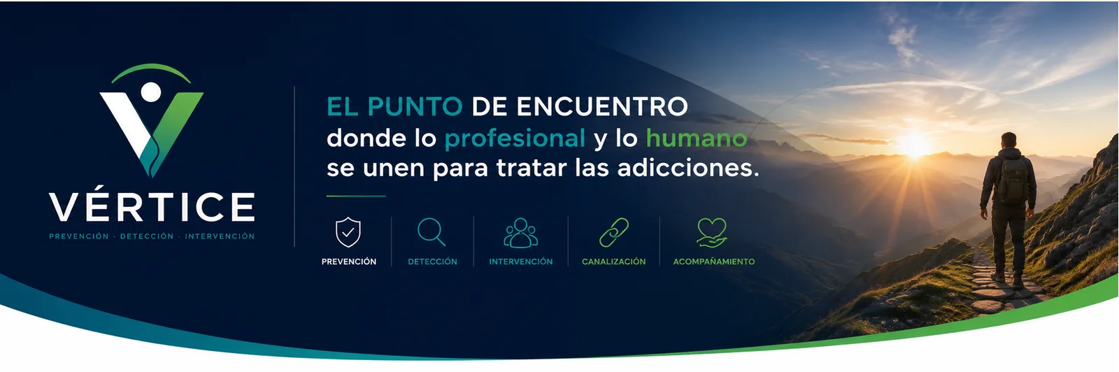 VÉRTICE, el punto de encuentro donde lo profesional y lo humano se unen para tratar las adicciones. Prevención, detección, intervención, canalización y acompañamiento.